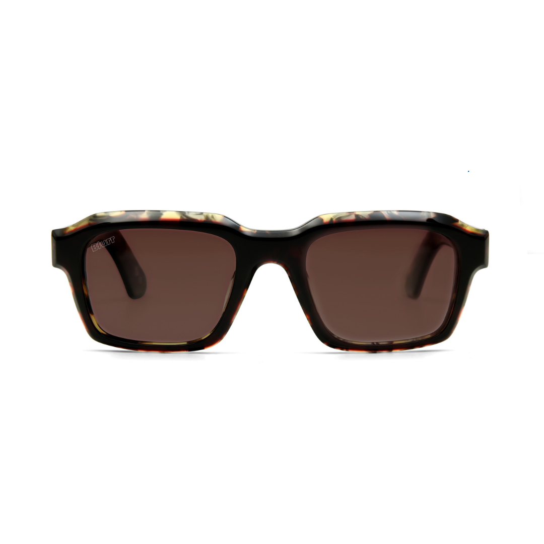 Blurr Eyewear in the rave tortoise rave sunglasses, front view