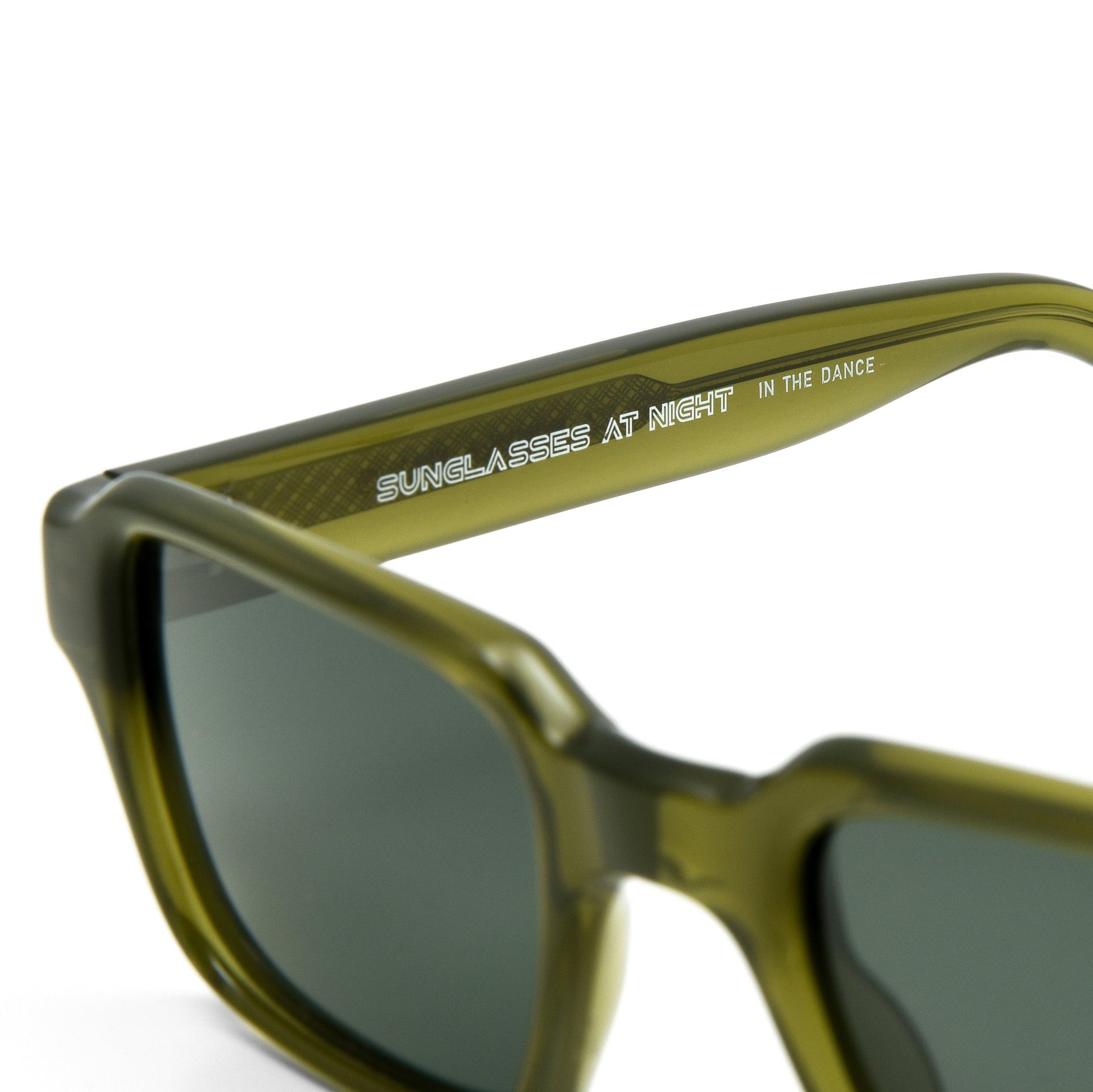Blurr Eyewear in the dance green rave sunglasses, detailed view