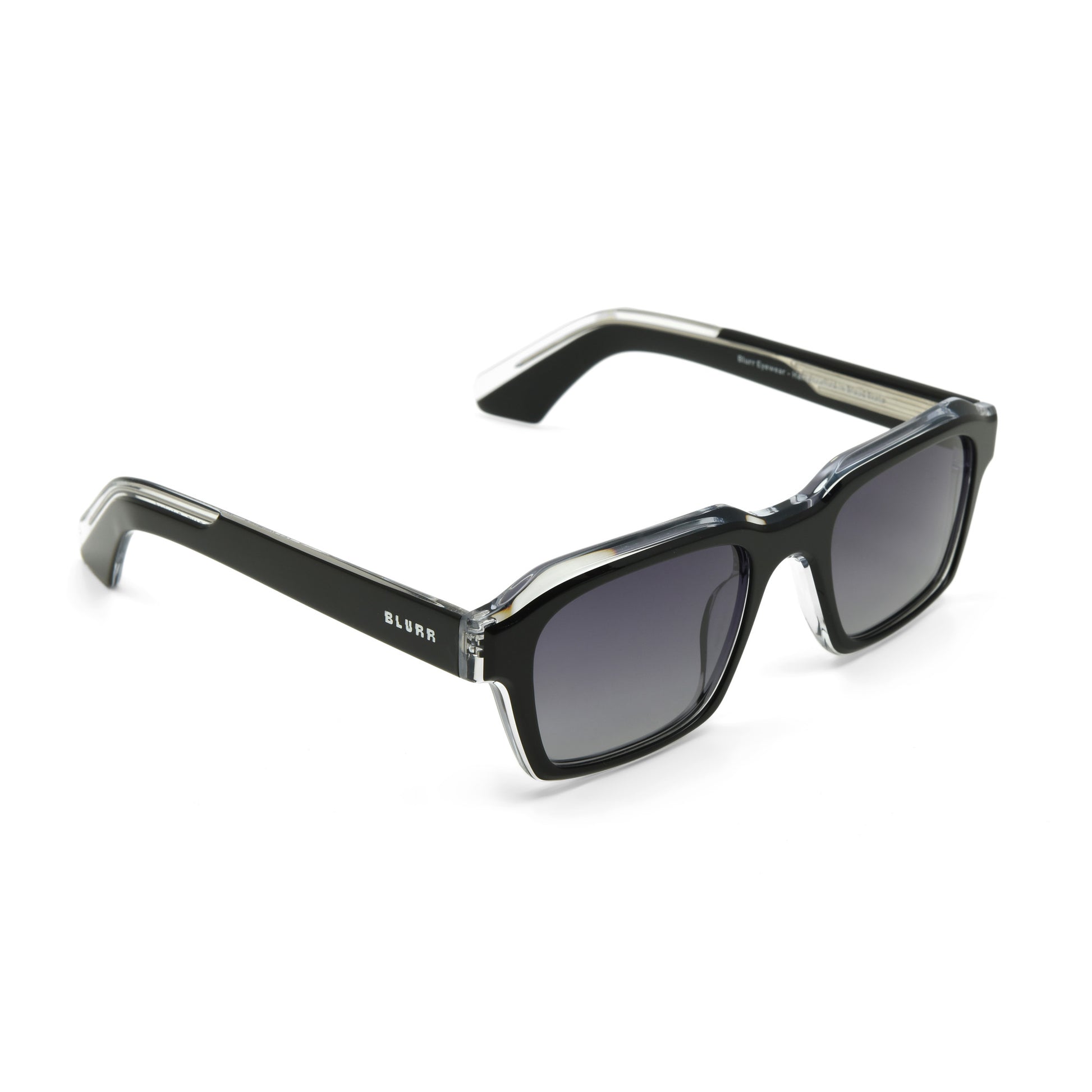 Blurr Eyewear in the rave black rave sunglasses, side view