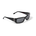 Black sunglasses with a white background